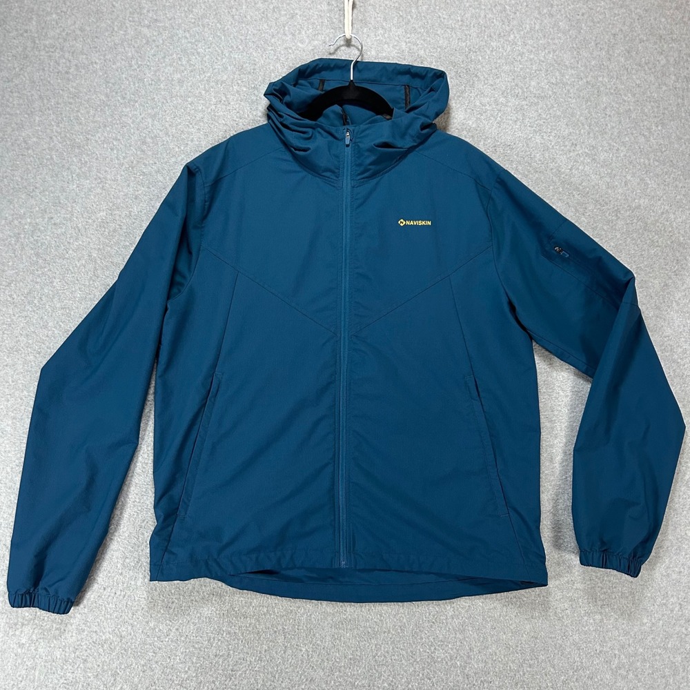 Naviskin Windbreaker Jacket Mens L Teal Blue Activewear Hiking Outdoor